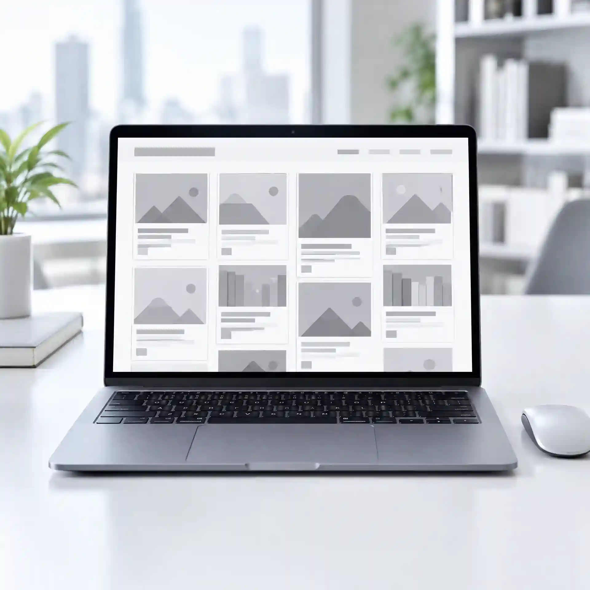 Laptop displaying a grid of page previews on a bright desk, accompanying manga vs manhwa vs manhua guidance on comparing editions, panel layouts, publication markets, and original sources.