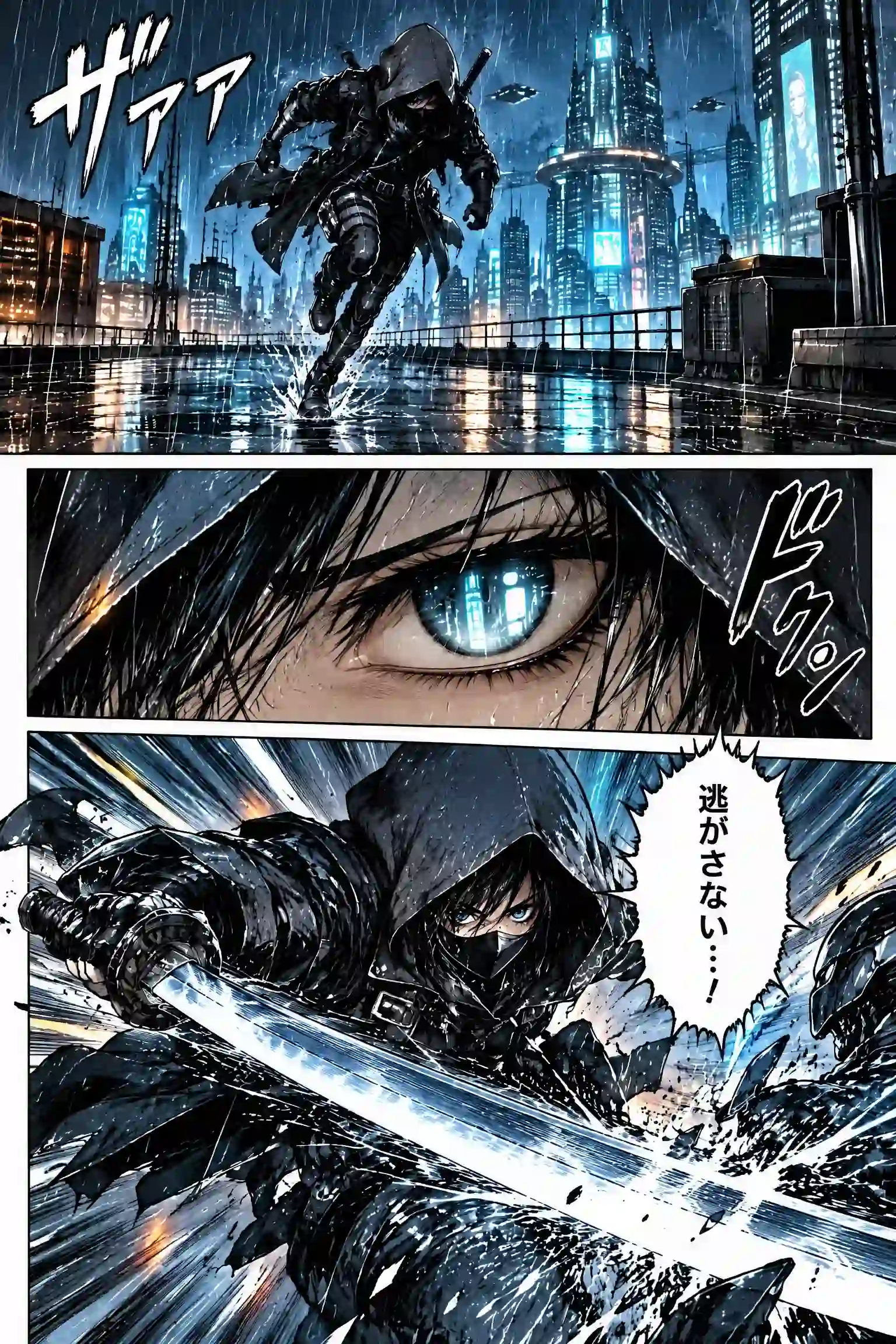 colorize manga 示例:AI上色后的同一漫画页面,呈现鲜艳自然的色彩。